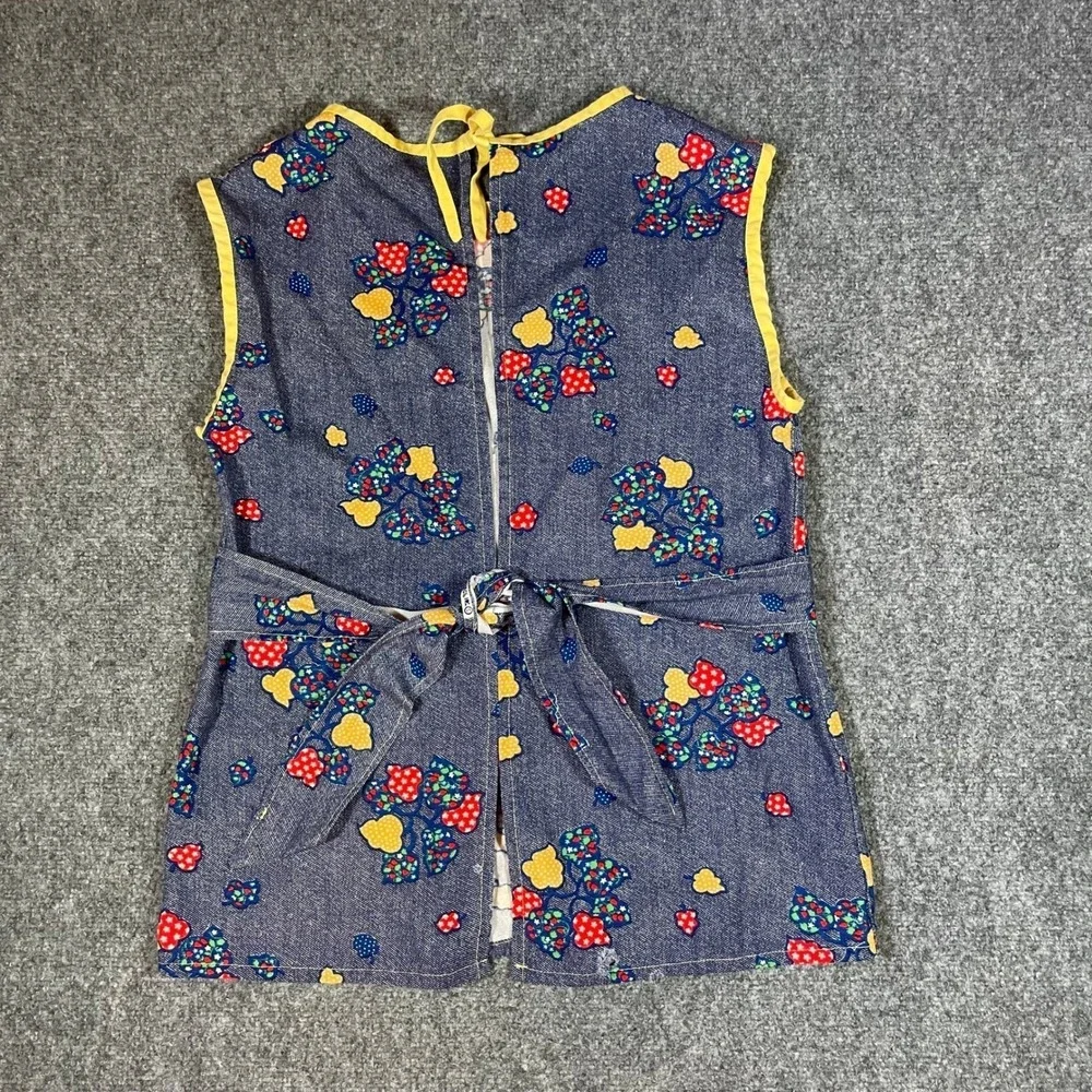 Vintage Handmade Calico Print Full Apron Novelty Sleeveless Smock Apron Vest